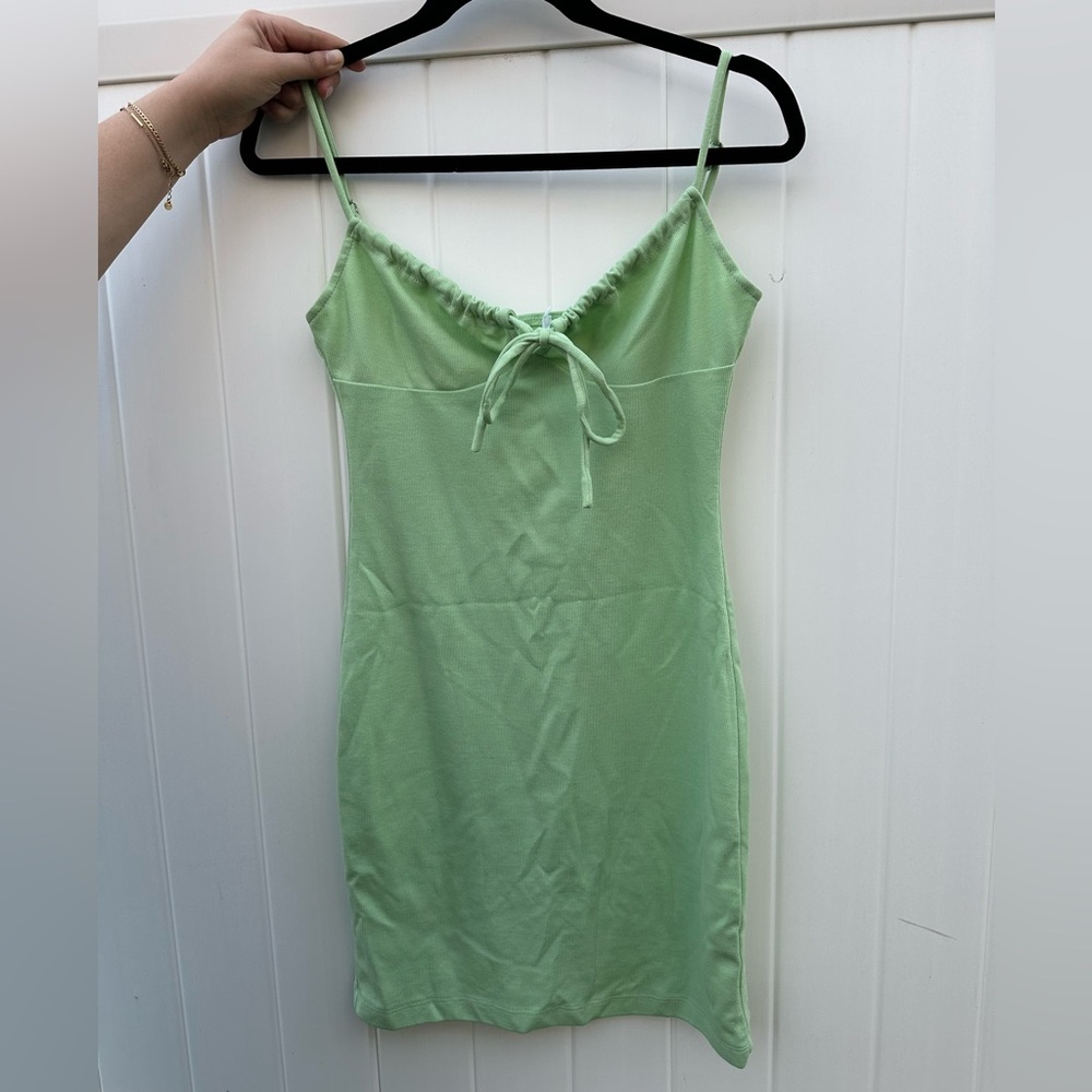 Light Green Slip Dress with Tie Front